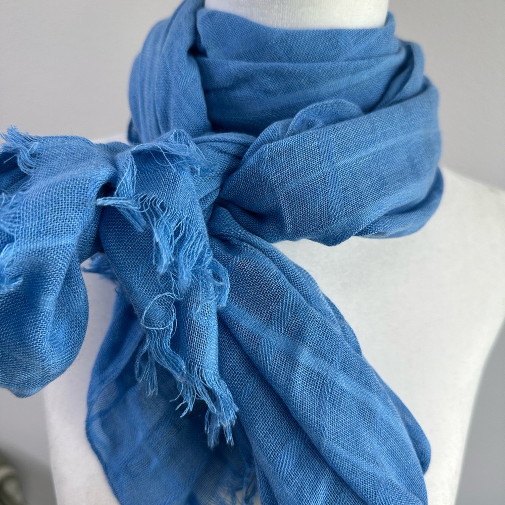 Segalini Wrap Sarong Cover-up Scarf blue grid pattern Made in Italy